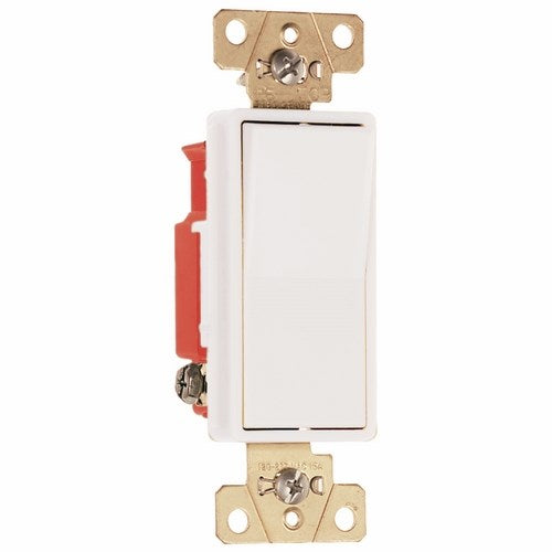 Pass & Seymour 2623-W Three-Way, Back And Side Wire, Decorator Switch, 20 Amps, 120/277 Volts, White.